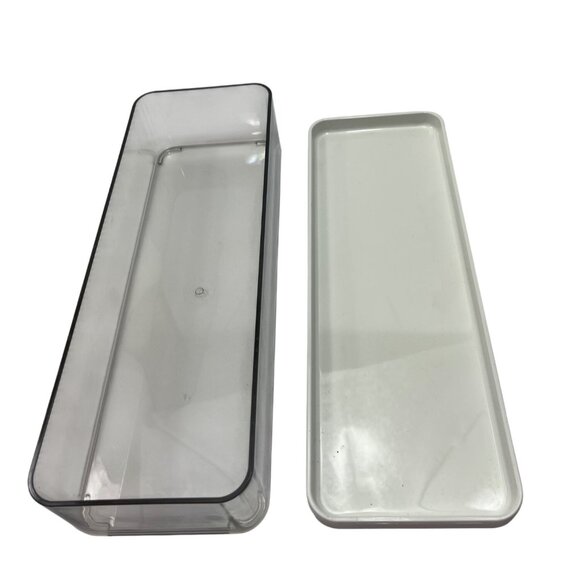 Stackable Acrylic Storage Organizer W/ 3 Clear Drawers & White Lid 12x4x6 Inches - Picture 4 of 4